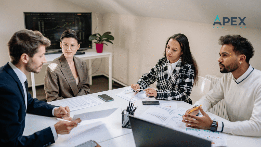 UK accounting team meeting to review workload and outsourcing options